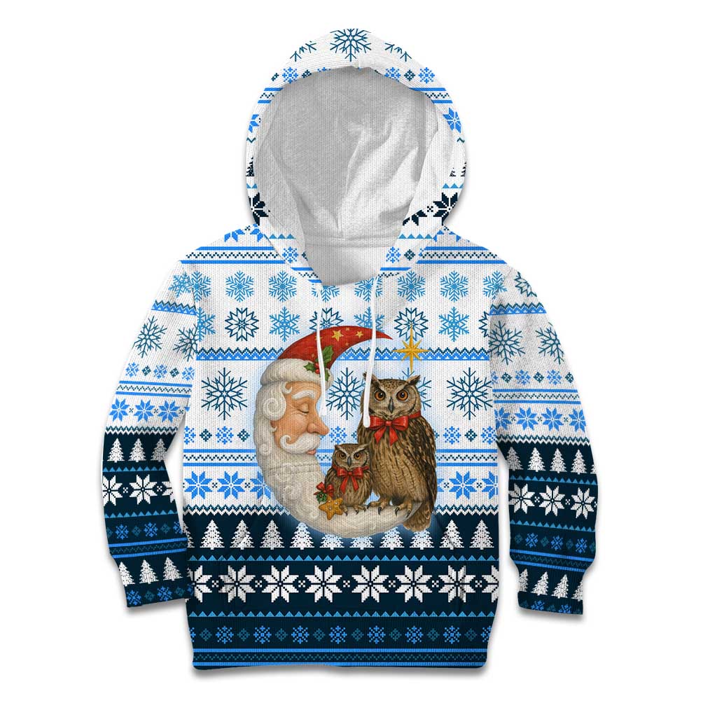 Owl Love Santa Moon Christmas Kid Hoodie Xmas Holiday Patterns - Wonder Print Shop