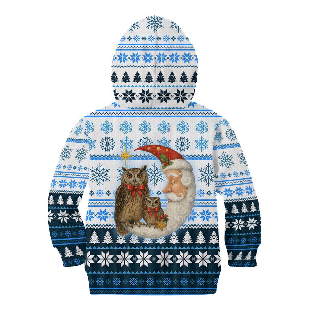 Owl Love Santa Moon Christmas Kid Hoodie Xmas Holiday Patterns - Wonder Print Shop