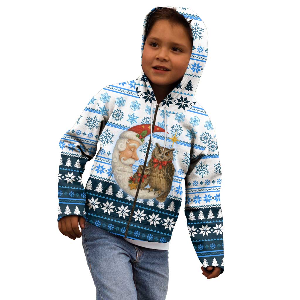 Owl Love Santa Moon Christmas Kid Hoodie Xmas Holiday Patterns - Wonder Print Shop