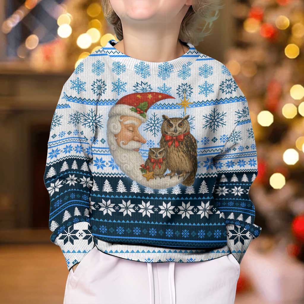 Owl Love Santa Moon Christmas Kid Ugly Christmas Sweater Xmas Holiday Patterns - Wonder Print Shop