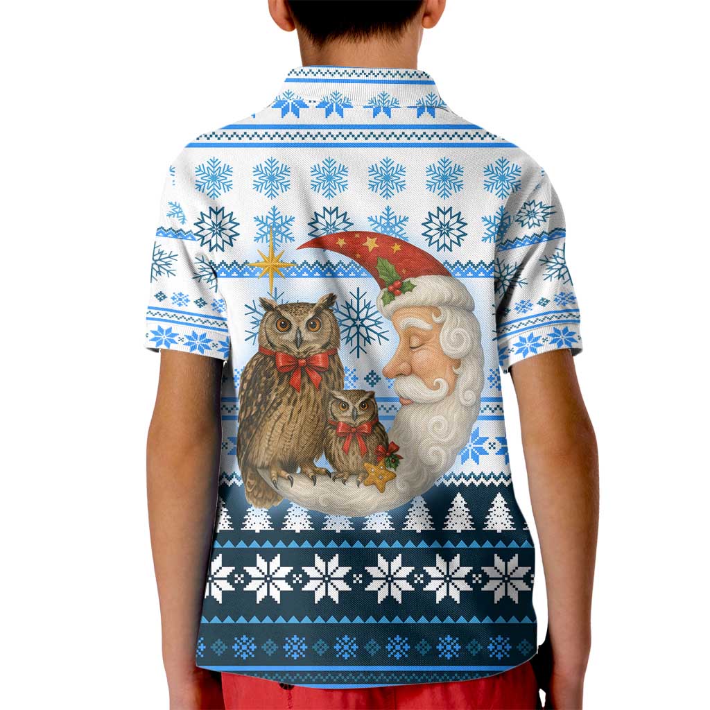 Owl Love Santa Moon Christmas Kid Polo Shirt Xmas Holiday Patterns - Wonder Print Shop