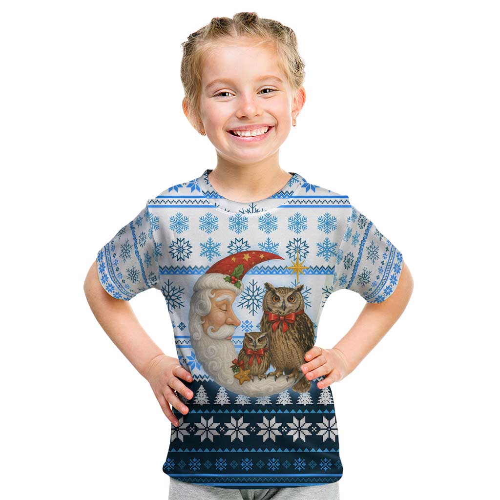 Owl Love Santa Moon Christmas Kid T Shirt Xmas Holiday Patterns - Wonder Print Shop