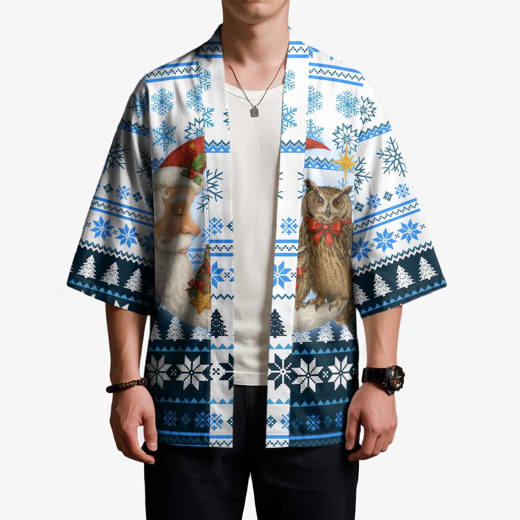 Owl Love Santa Moon Christmas Kimono Xmas Holiday Patterns - Wonder Print Shop