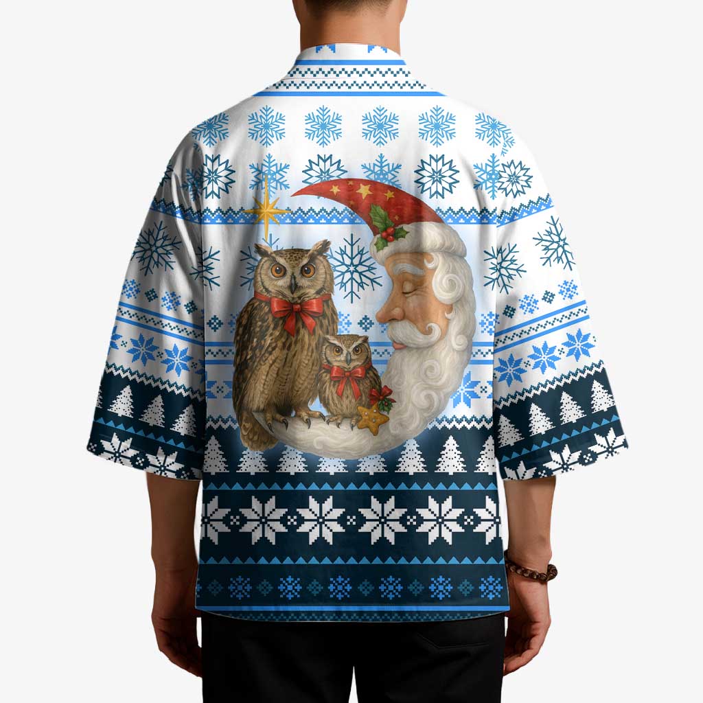 Owl Love Santa Moon Christmas Kimono Xmas Holiday Patterns - Wonder Print Shop