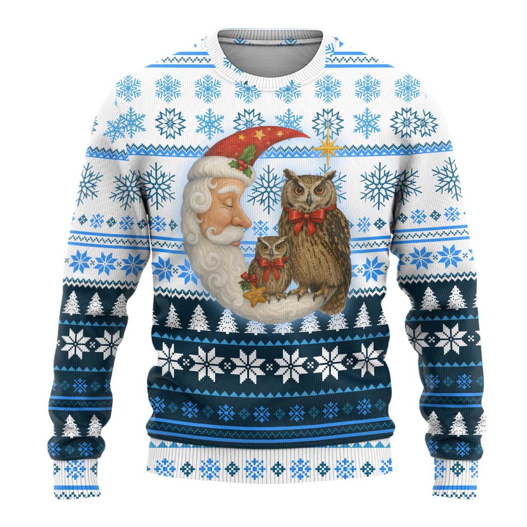 Owl Love Santa Moon Christmas Ugly Christmas Sweater Xmas Holiday Patterns - Wonder Print Shop
