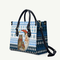 Owl Love Santa Moon Christmas Leather Bag Xmas Holiday Patterns - Wonder Print Shop