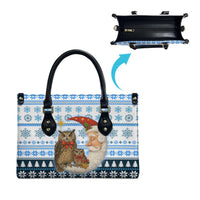 Owl Love Santa Moon Christmas Leather Bag Xmas Holiday Patterns - Wonder Print Shop
