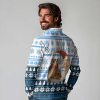 Owl Love Santa Moon Christmas Long Sleeve Polo Shirt Xmas Holiday Patterns - Wonder Print Shop