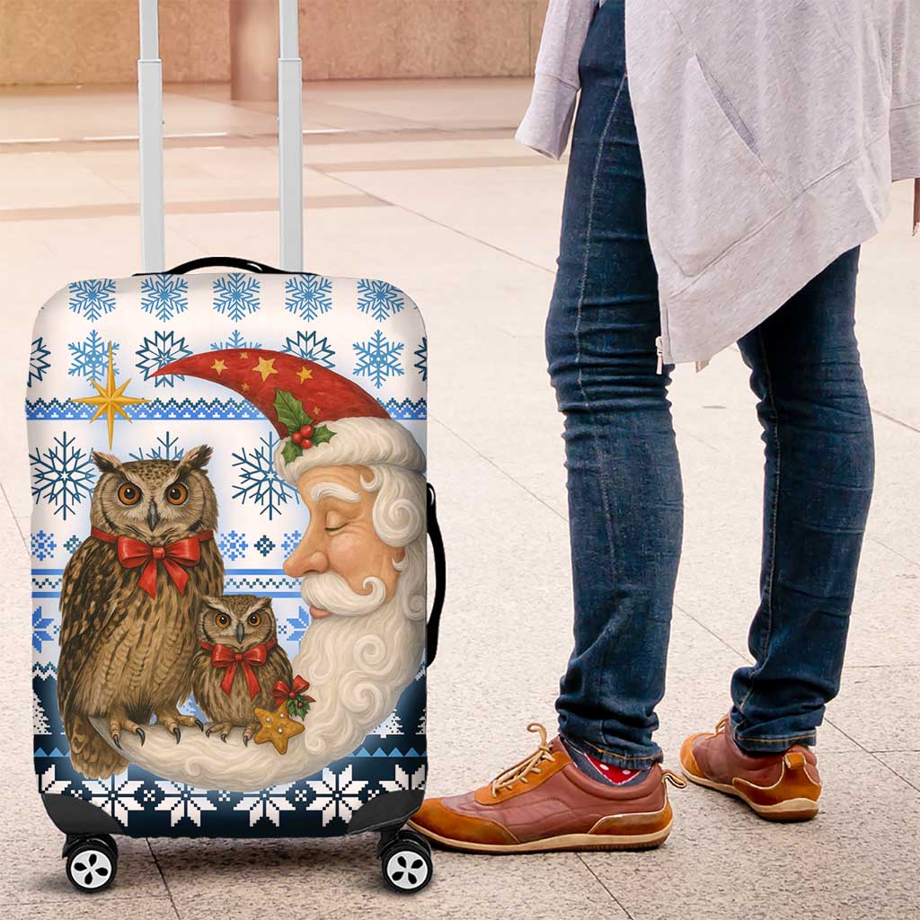Owl Love Santa Moon Christmas Luggage Cover Xmas Holiday Patterns - Wonder Print Shop