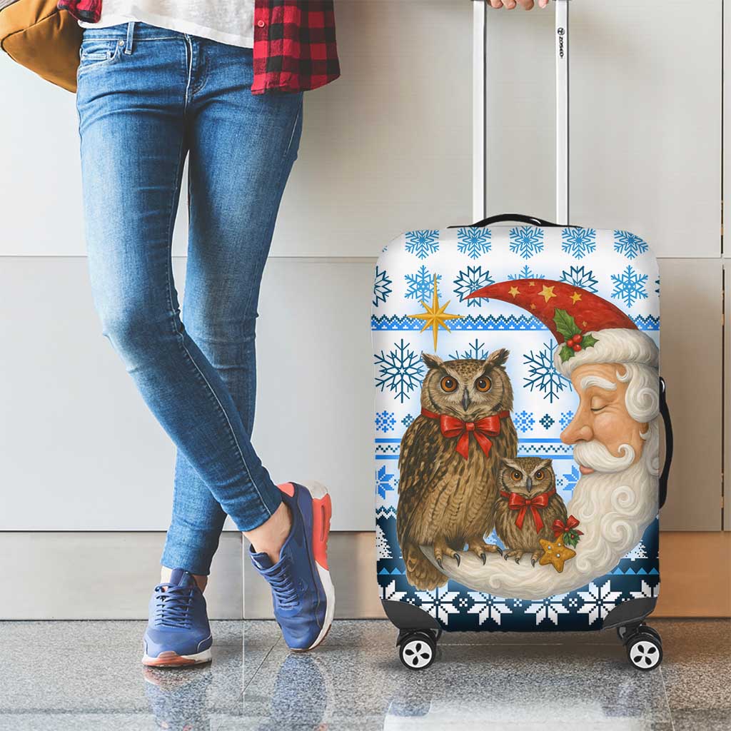 Owl Love Santa Moon Christmas Luggage Cover Xmas Holiday Patterns - Wonder Print Shop