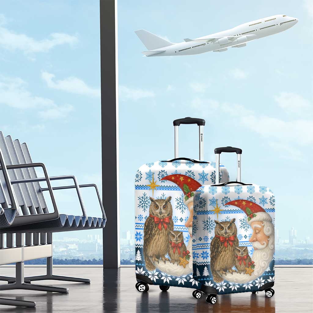 Owl Love Santa Moon Christmas Luggage Cover Xmas Holiday Patterns - Wonder Print Shop
