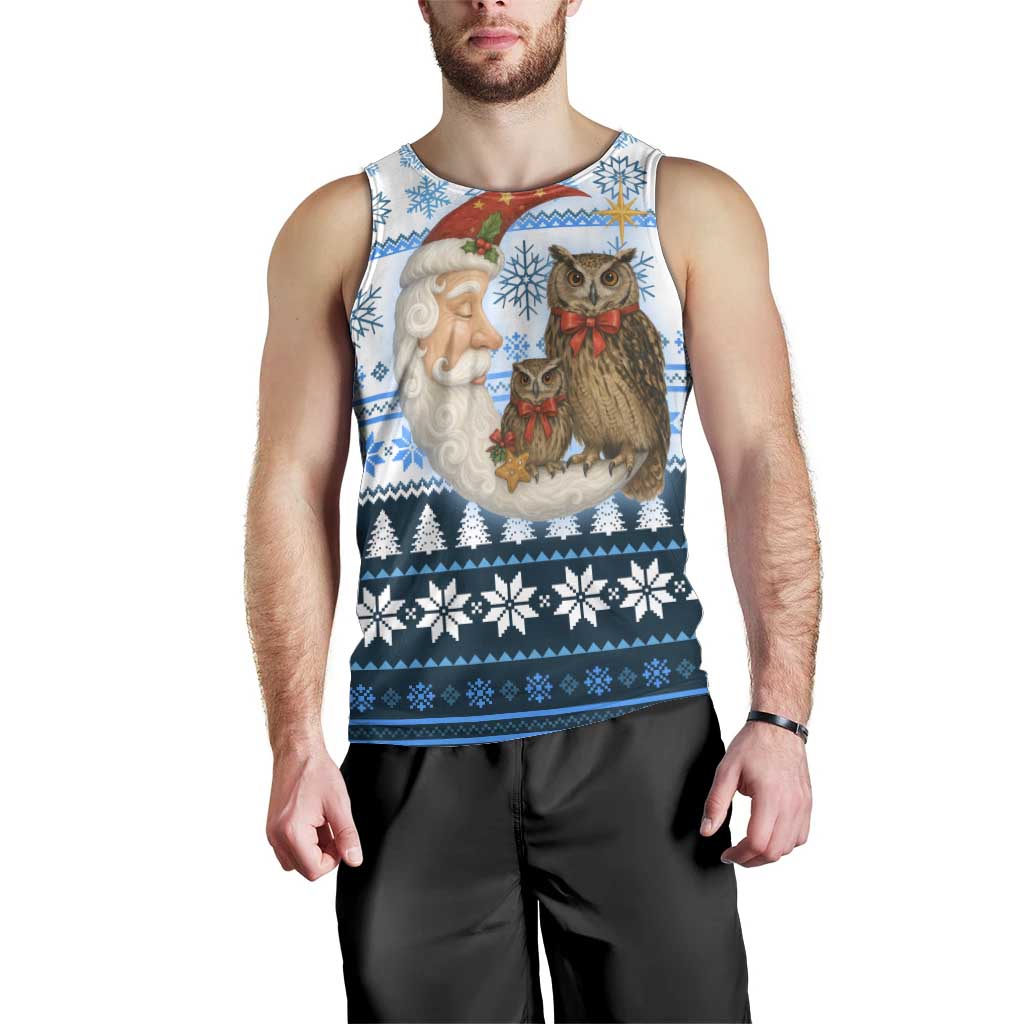 Owl Love Santa Moon Christmas Men Tank Top Xmas Holiday Patterns - Wonder Print Shop