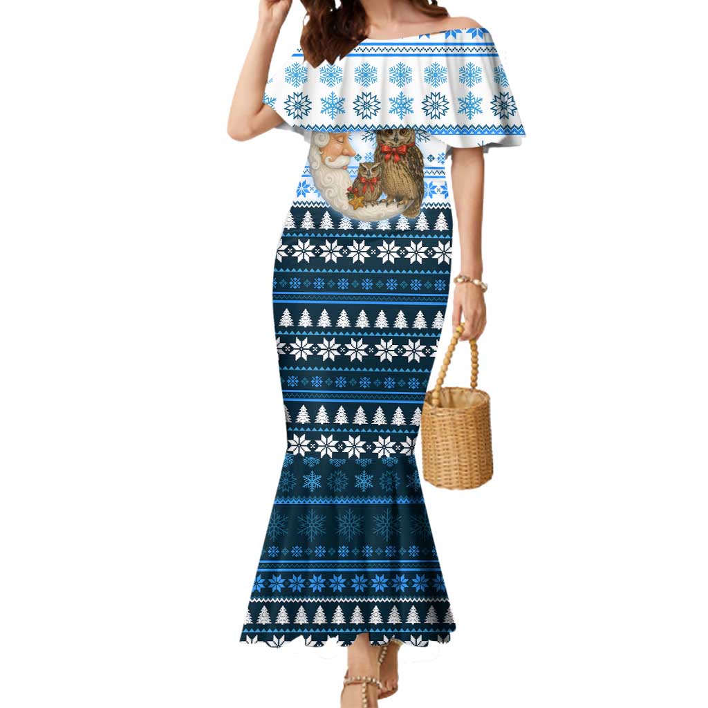Owl Love Santa Moon Christmas Mermaid Dress Xmas Holiday Patterns - Wonder Print Shop