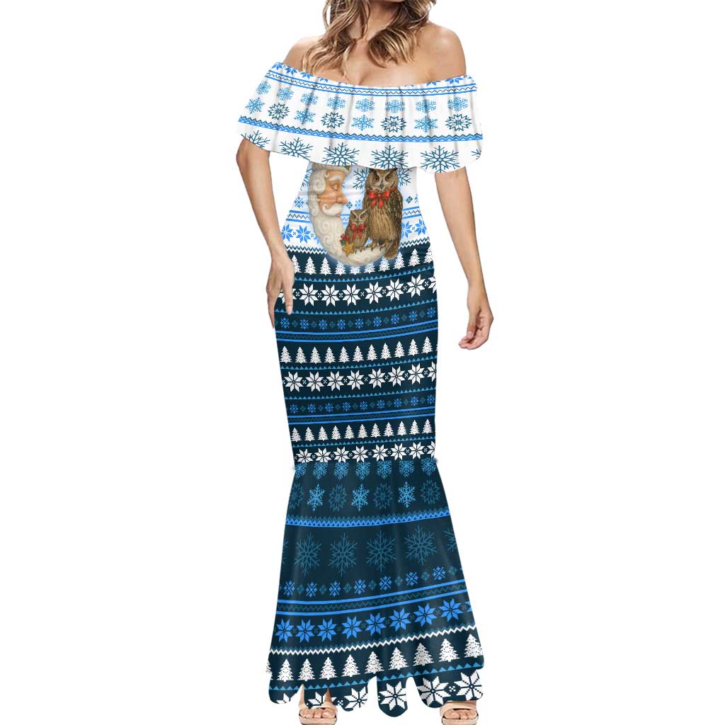 Owl Love Santa Moon Christmas Mermaid Dress Xmas Holiday Patterns - Wonder Print Shop