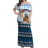 Owl Love Santa Moon Christmas Off Shoulder Maxi Dress Xmas Holiday Patterns - Wonder Print Shop