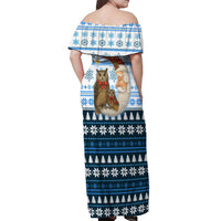 Owl Love Santa Moon Christmas Off Shoulder Maxi Dress Xmas Holiday Patterns - Wonder Print Shop