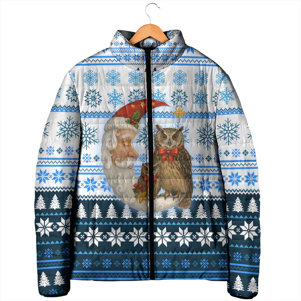 Owl Love Santa Moon Christmas Padded Jacket Xmas Holiday Patterns - Wonder Print Shop