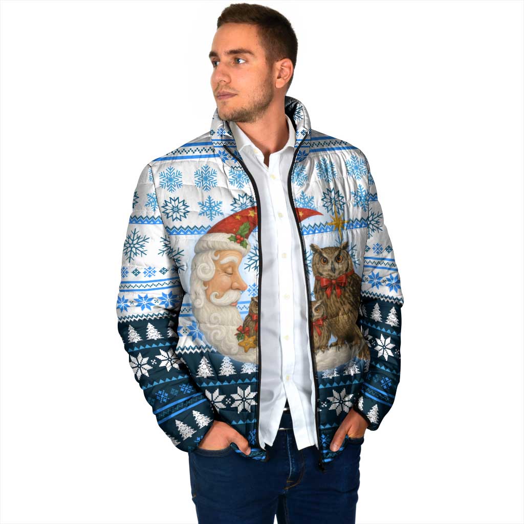 Owl Love Santa Moon Christmas Padded Jacket Xmas Holiday Patterns - Wonder Print Shop