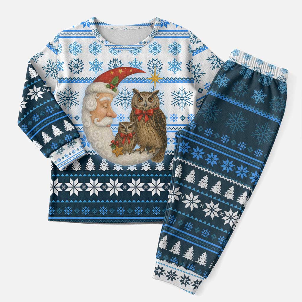 Owl Love Santa Moon Christmas Pajama Set Xmas Holiday Patterns - Wonder Print Shop