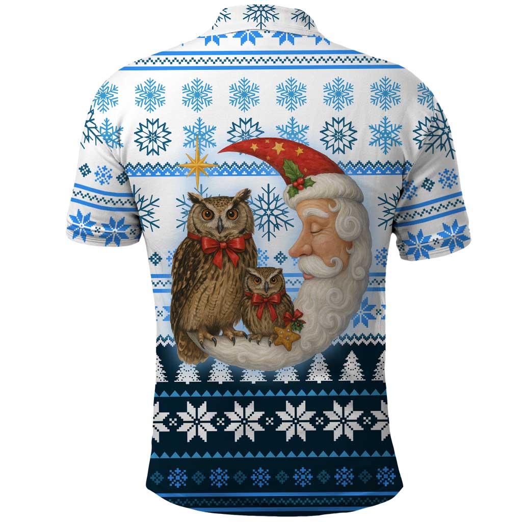 Owl Love Santa Moon Christmas Polo Shirt Xmas Holiday Patterns - Wonder Print Shop