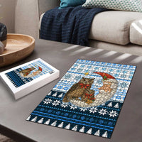 Owl Love Santa Moon Christmas Puzzle Xmas Holiday Patterns - Wonder Print Shop