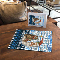 Owl Love Santa Moon Christmas Puzzle Xmas Holiday Patterns - Wonder Print Shop