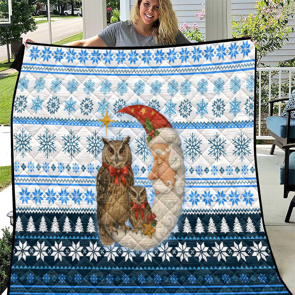 Owl Love Santa Moon Christmas Quilt Xmas Holiday Patterns - Wonder Print Shop