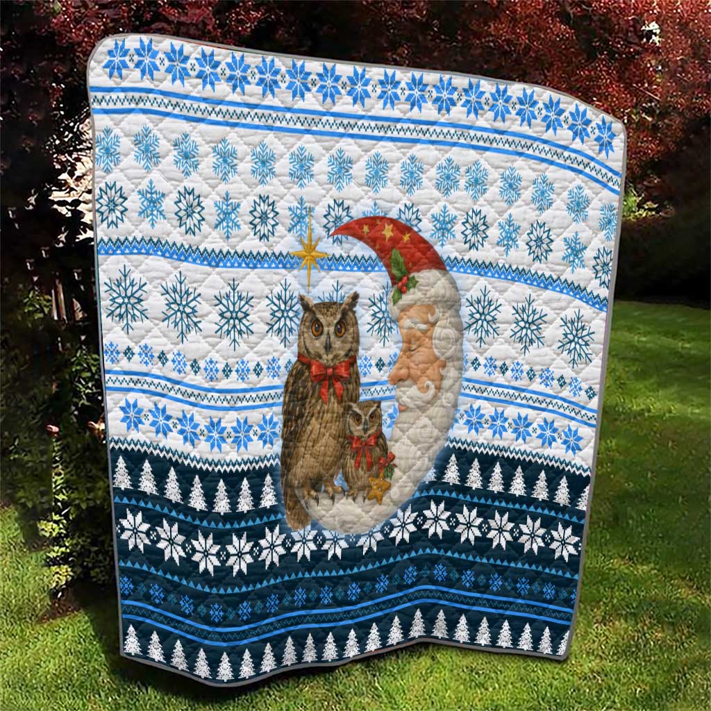 Owl Love Santa Moon Christmas Quilt Xmas Holiday Patterns - Wonder Print Shop