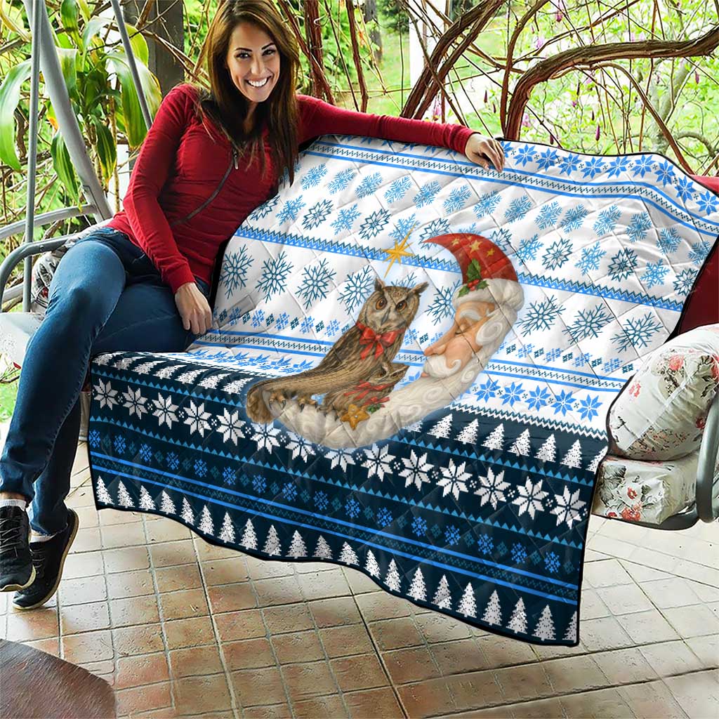 Owl Love Santa Moon Christmas Quilt Xmas Holiday Patterns - Wonder Print Shop