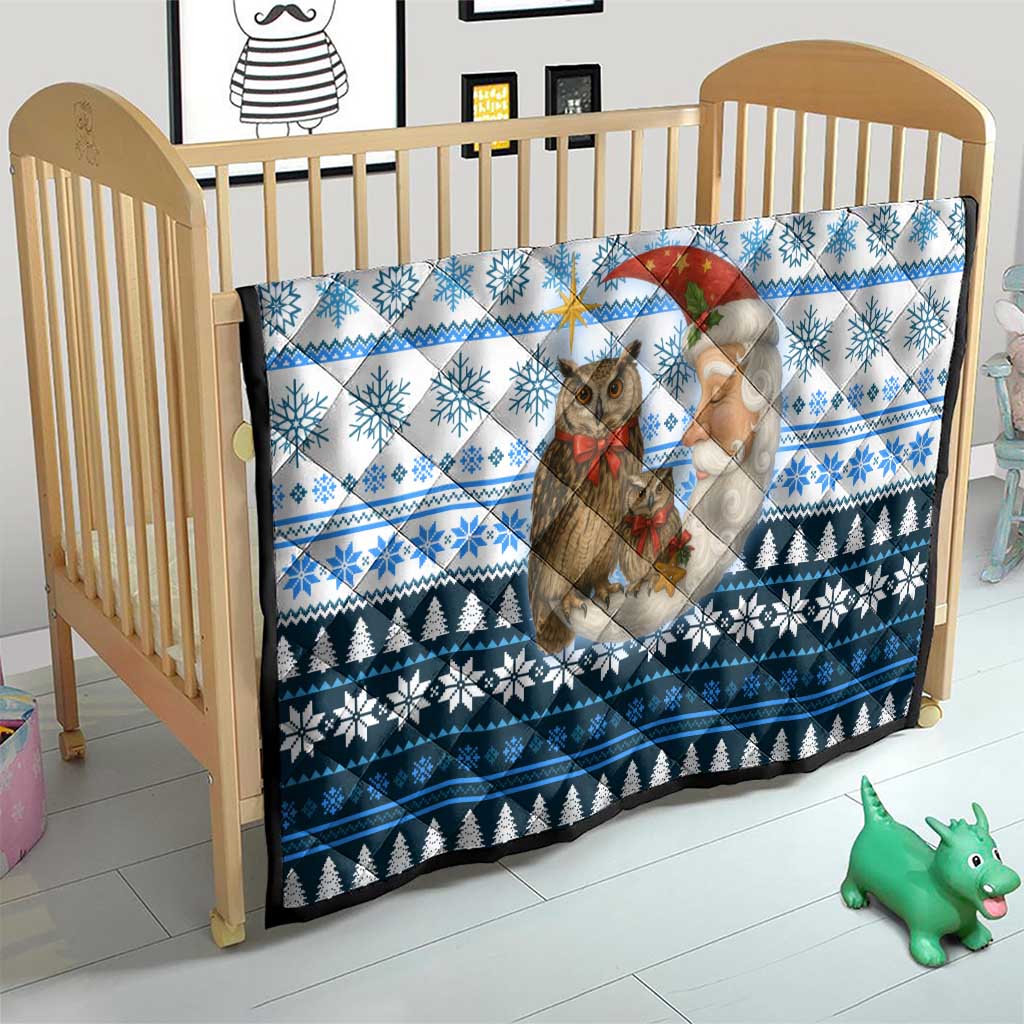 Owl Love Santa Moon Christmas Quilt Xmas Holiday Patterns - Wonder Print Shop