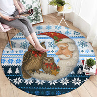 Owl Love Santa Moon Christmas Round Carpet Xmas Holiday Patterns - Wonder Print Shop