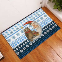 Owl Love Santa Moon Christmas Rubber Doormat Xmas Holiday Patterns - Wonder Print Shop
