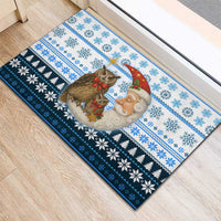 Owl Love Santa Moon Christmas Rubber Doormat Xmas Holiday Patterns - Wonder Print Shop