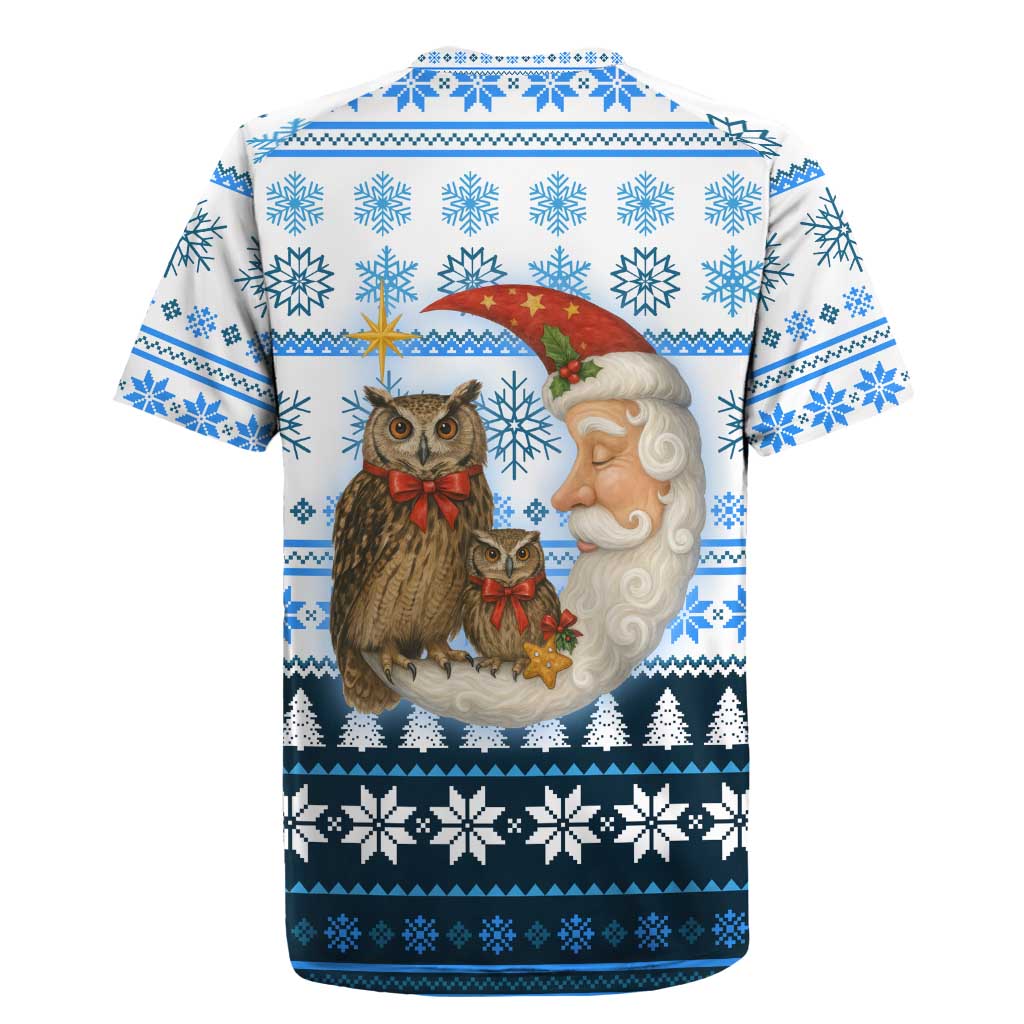 Owl Love Santa Moon Christmas Rugby Jersey Xmas Holiday Patterns - Wonder Print Shop