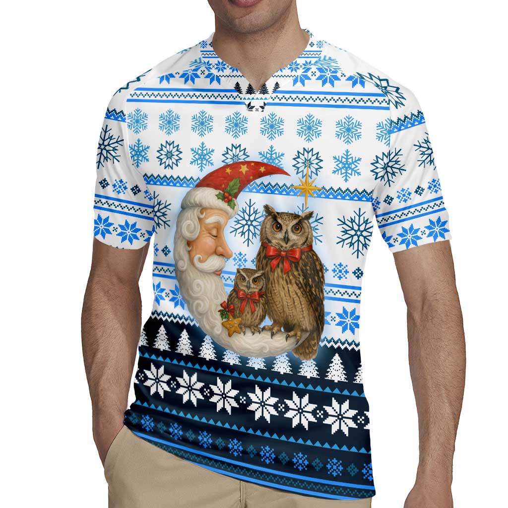 Owl Love Santa Moon Christmas Rugby Jersey Xmas Holiday Patterns - Wonder Print Shop
