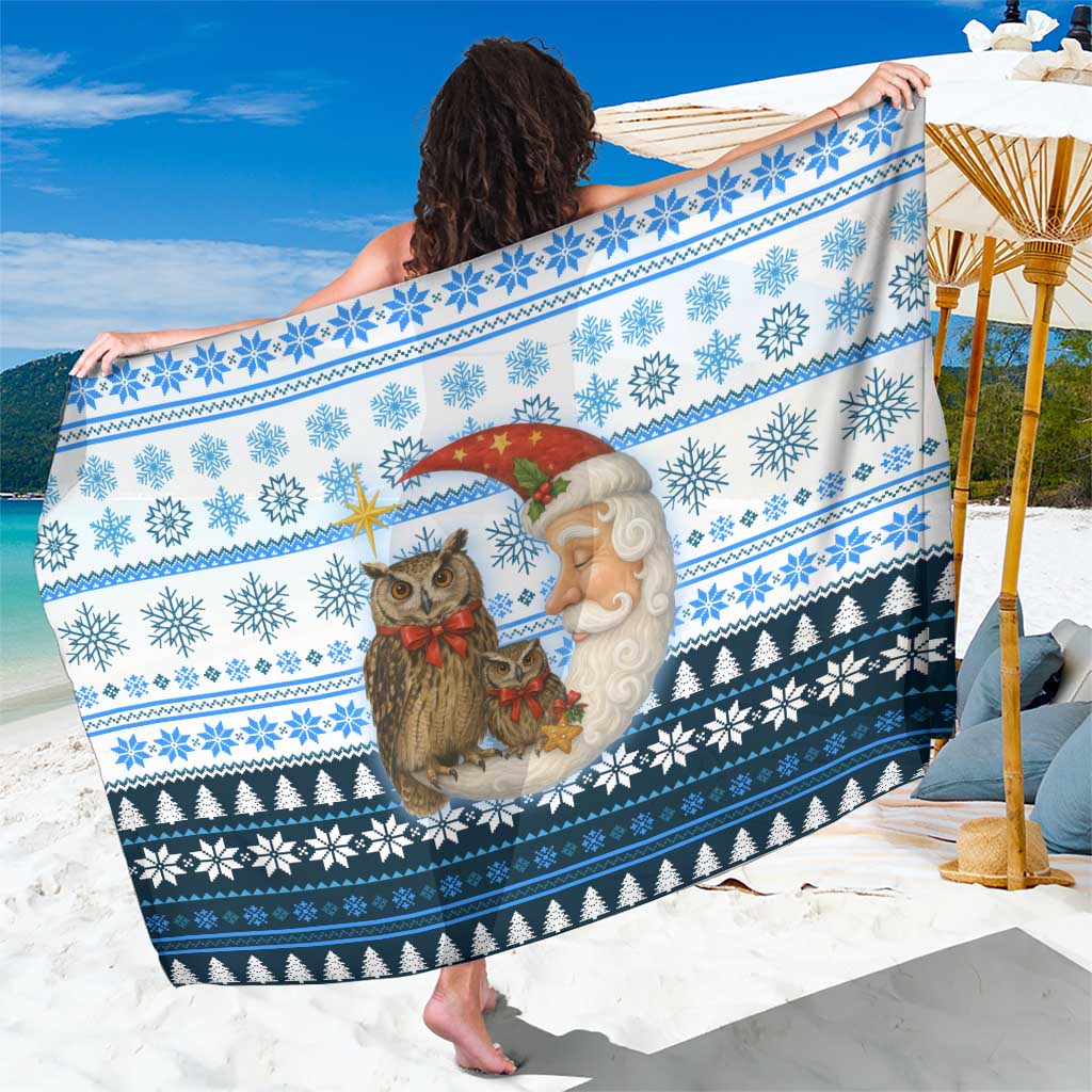 Owl Love Santa Moon Christmas Sarong Xmas Holiday Patterns - Wonder Print Shop
