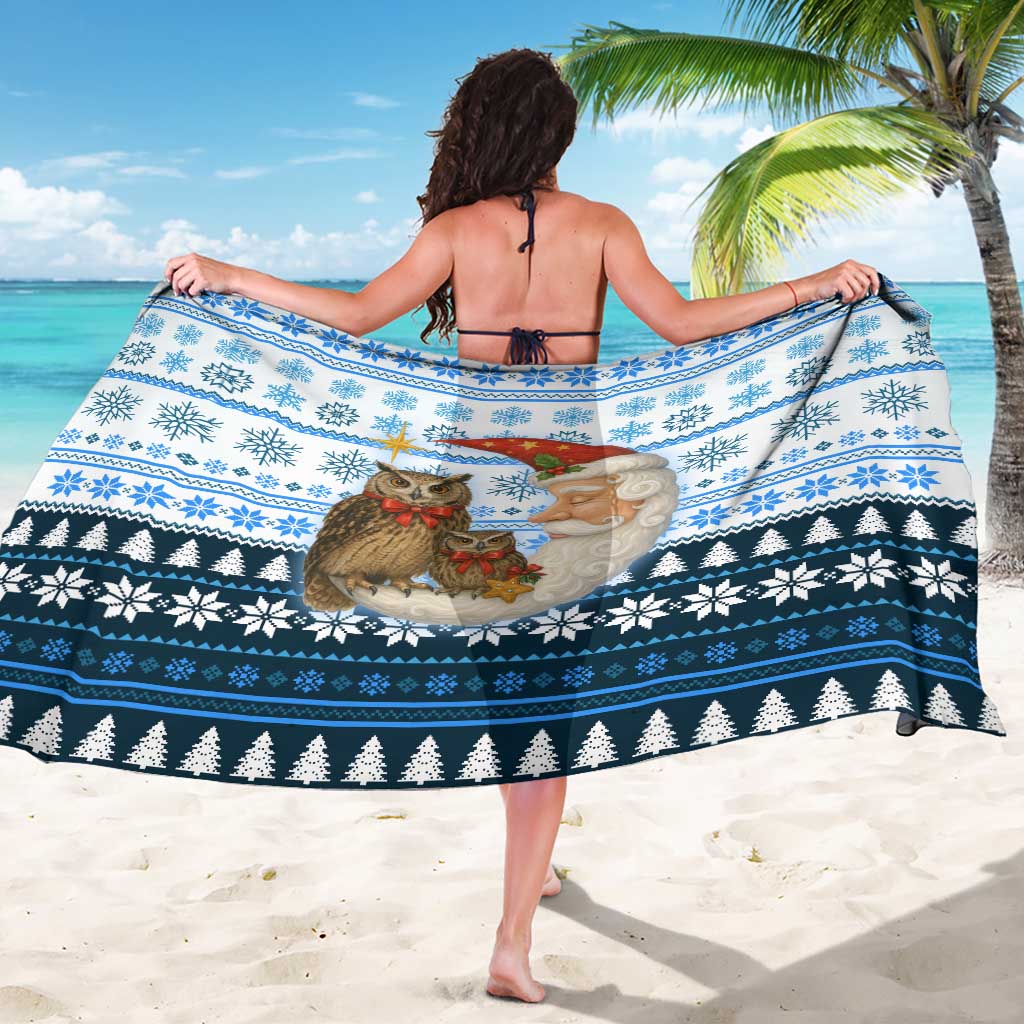 Owl Love Santa Moon Christmas Sarong Xmas Holiday Patterns - Wonder Print Shop