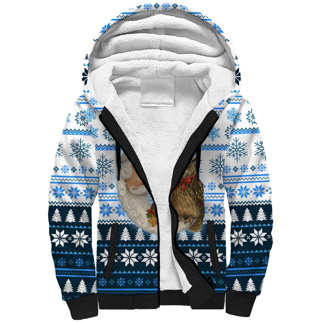 Owl Love Santa Moon Christmas Sherpa Hoodie Xmas Holiday Patterns - Wonder Print Shop
