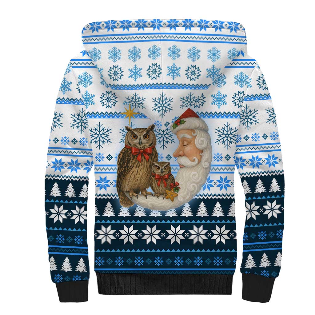 Owl Love Santa Moon Christmas Sherpa Hoodie Xmas Holiday Patterns - Wonder Print Shop