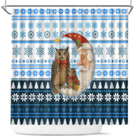 Owl Love Santa Moon Christmas Shower Curtain Xmas Holiday Patterns - Wonder Print Shop
