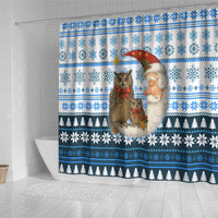 Owl Love Santa Moon Christmas Shower Curtain Xmas Holiday Patterns - Wonder Print Shop
