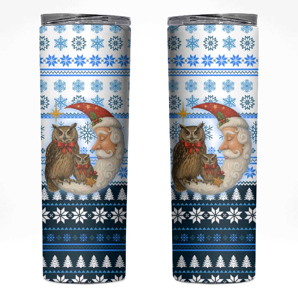 Owl Love Santa Moon Christmas Skinny Tumbler Xmas Holiday Patterns - Wonder Print Shop