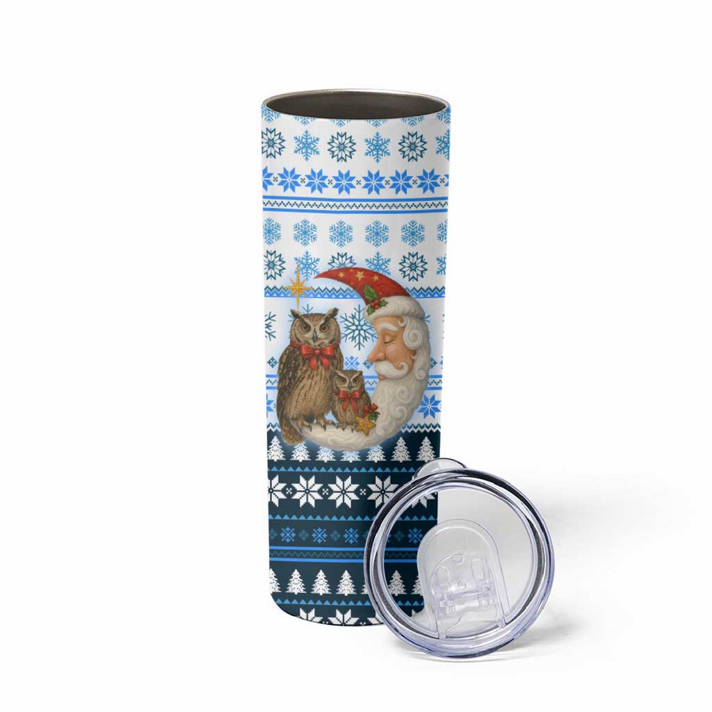 Owl Love Santa Moon Christmas Skinny Tumbler Xmas Holiday Patterns - Wonder Print Shop