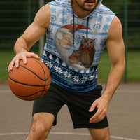 Owl Love Santa Moon Christmas Sleeveless Hoodie Xmas Holiday Patterns - Wonder Print Shop