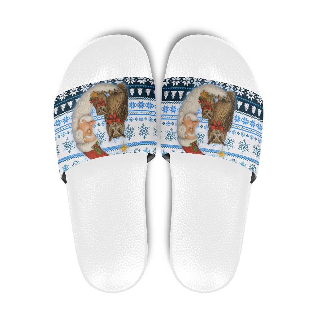 Owl Love Santa Moon Christmas Slide Sandals Xmas Holiday Patterns - Wonder Print Shop