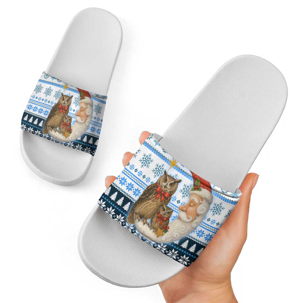 Owl Love Santa Moon Christmas Slide Sandals Xmas Holiday Patterns - Wonder Print Shop