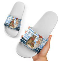 Owl Love Santa Moon Christmas Slide Sandals Xmas Holiday Patterns - Wonder Print Shop