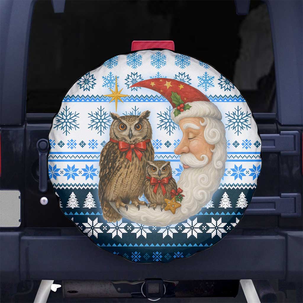 Owl Love Santa Moon Christmas Spare Tire Cover Xmas Holiday Patterns - Wonder Print Shop