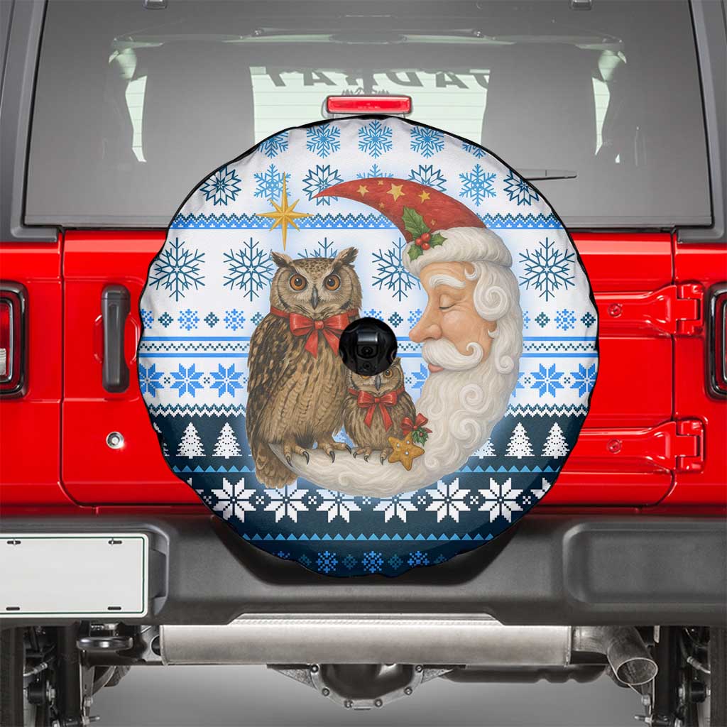 Owl Love Santa Moon Christmas Spare Tire Cover Xmas Holiday Patterns - Wonder Print Shop