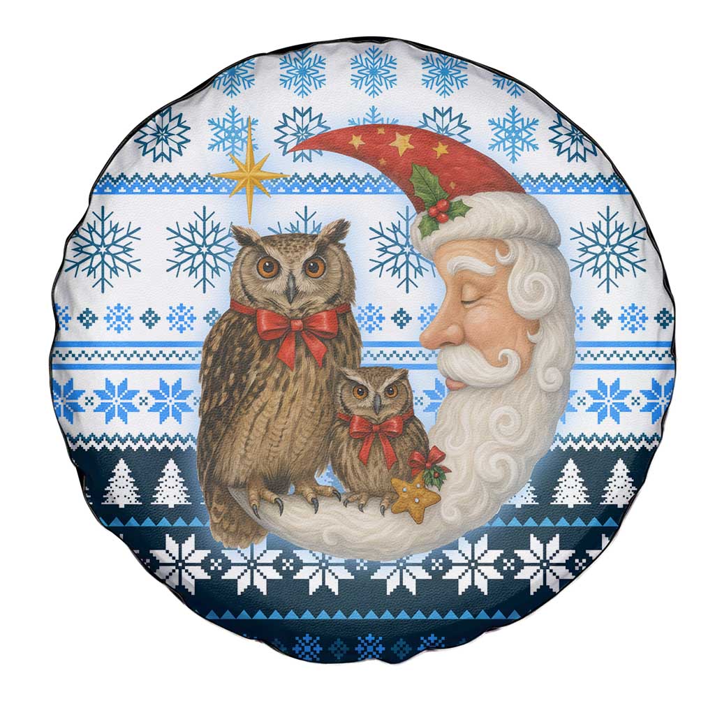 Owl Love Santa Moon Christmas Spare Tire Cover Xmas Holiday Patterns - Wonder Print Shop